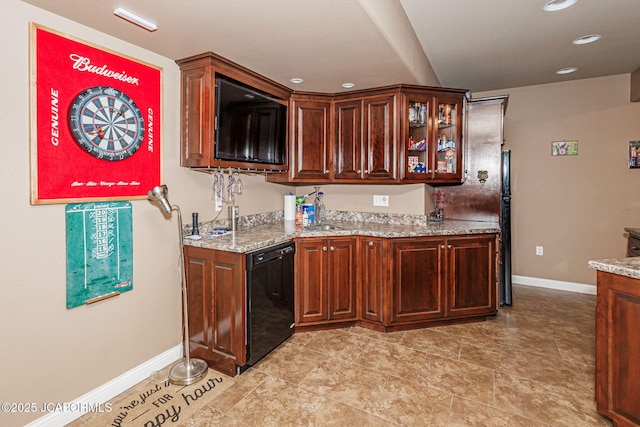 2414 Camzie Dr, Jefferson City, MO 65101 - bar featuring dishwasher, baseboards, and recessed lighting