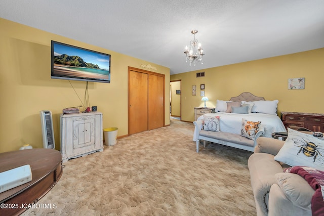 409 Lorene St, California, MO 65018 - bedroom featuring a chandelier, light carpet, and a closet