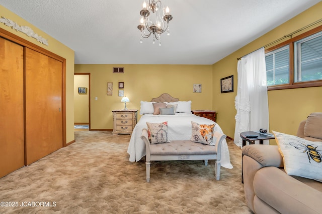 409 Lorene St, California, MO 65018 - bedroom with a chandelier, light carpet, and a closet