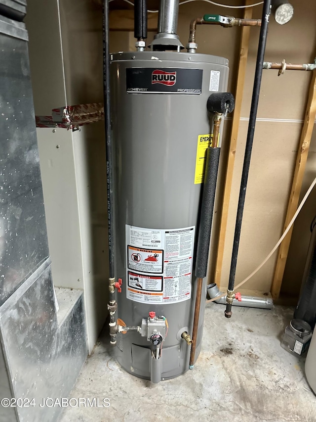 utility room with water heater