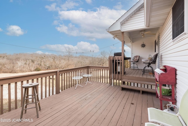 deck featuring ceiling fan