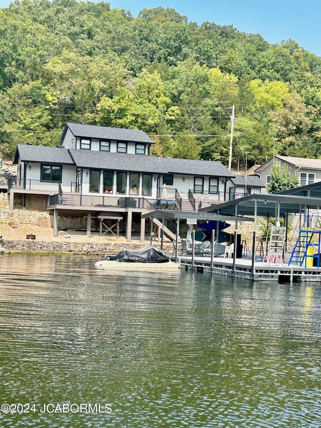 view of dock featuring a water view