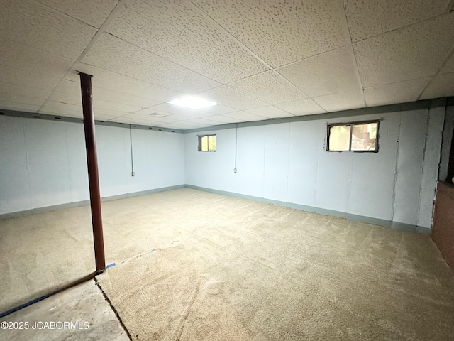 2412 Scenic Dr, Jefferson City, MO 65101 - below grade area featuring a drop ceiling and carpet floors