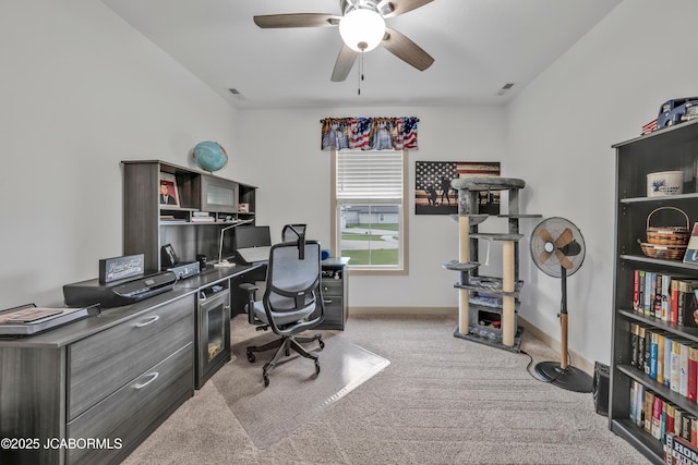 1308 Haxby Ct, Columbia, MO 65201 - office featuring carpet, ceiling fan, and baseboards