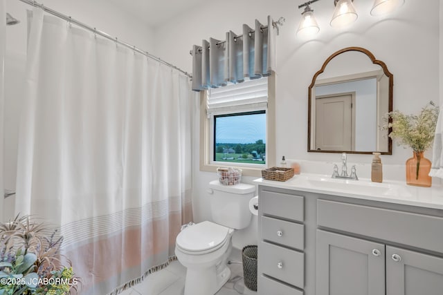 1308 Haxby Ct, Columbia, MO 65201 - bathroom with toilet, vanity, tile patterned flooring, and a shower with curtain