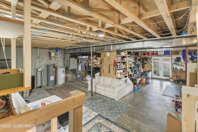 basement featuring water heater