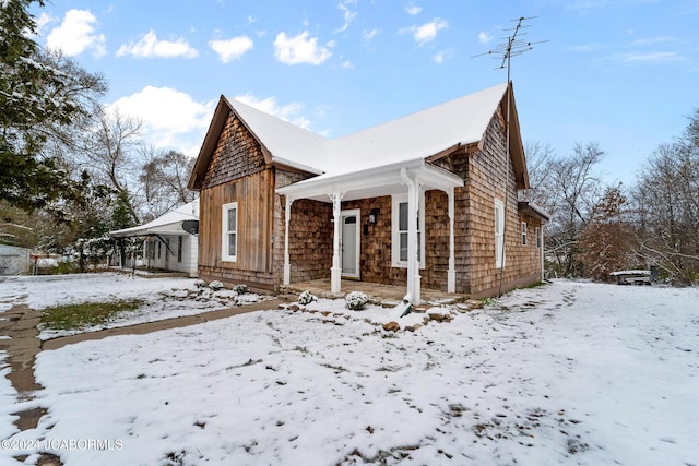 view of snowy exterior