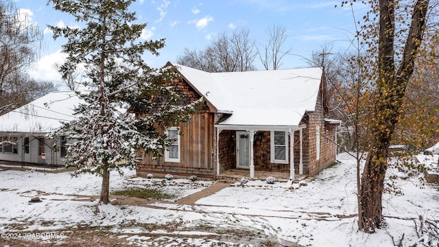 view of snow covered exterior