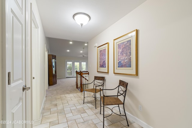 corridor featuring french doors