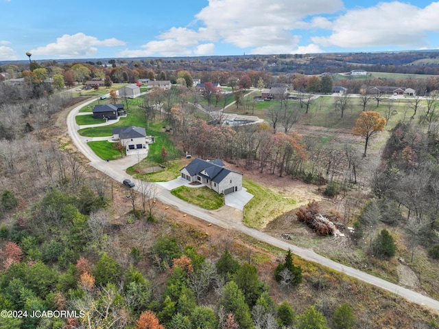 bird's eye view with a rural view