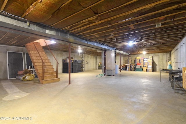 basement with heating unit