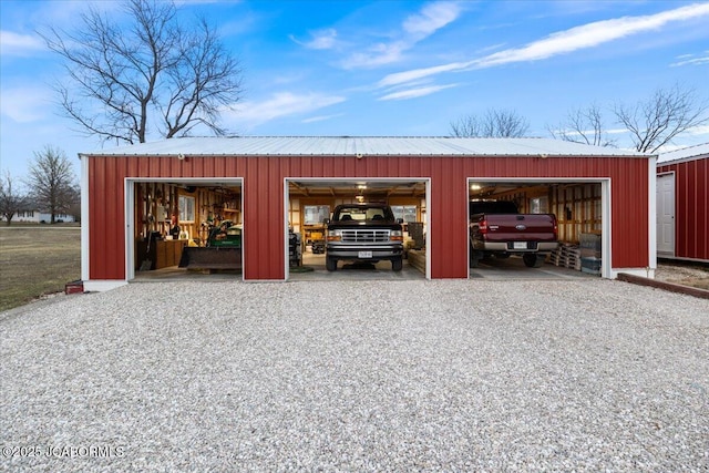 view of detached garage