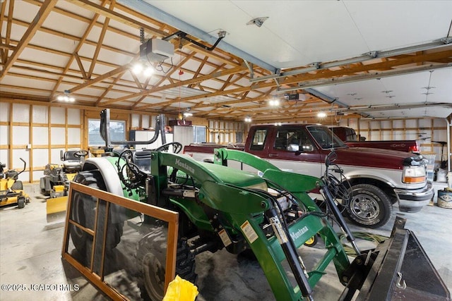 garage with a garage door opener