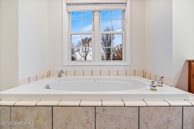 full bathroom with a garden tub