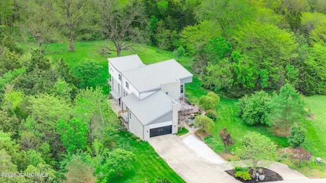 aerial view featuring a view of trees