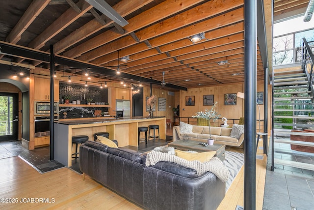 living room featuring light wood finished floors
