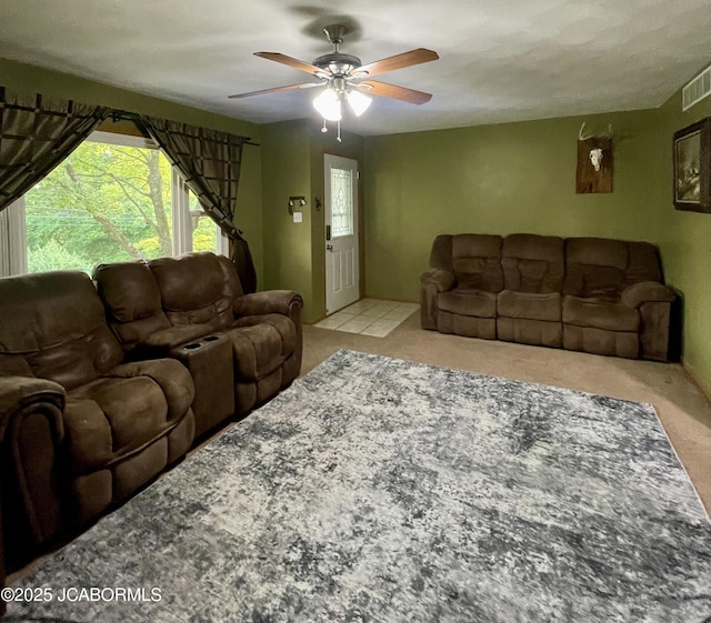 909 E Jefferson St, Linn, MO 65051 - living area with carpet flooring and ceiling fan