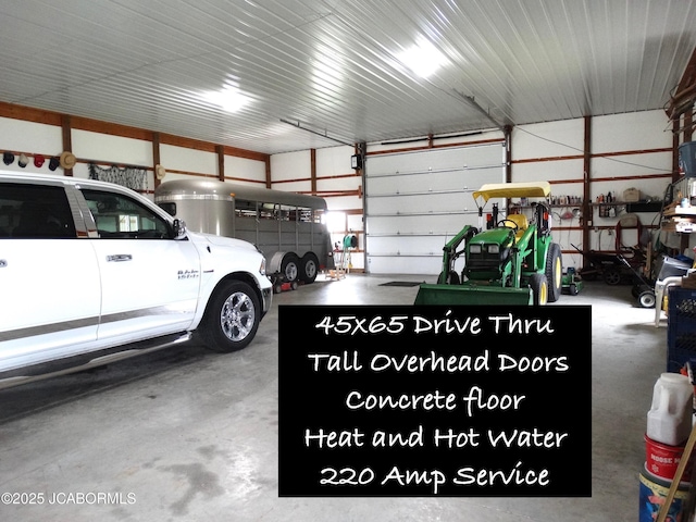 garage with metal wall