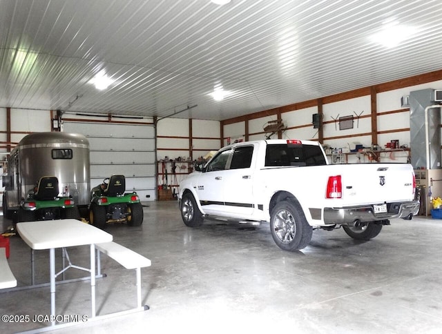 garage featuring metal wall
