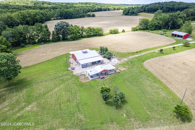 birds eye view of property featuring a rural view