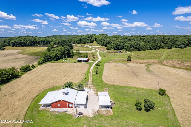 drone / aerial view with a rural view