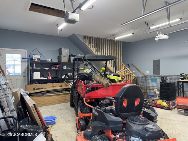 6733 Rocking Horse Ln, Fulton, MO 65251 - garage featuring a garage door opener and electric panel