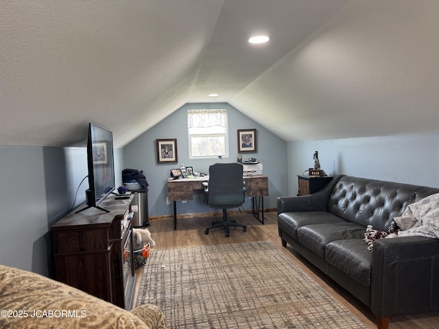 6733 Rocking Horse Ln, Fulton, MO 65251 - home office with wood finished floors, lofted ceiling, and baseboards