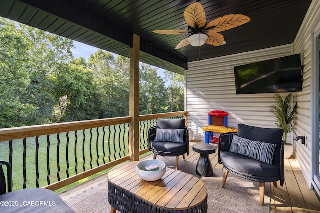 1330 Summerfield Dr, Jefferson City, MO 65109 - deck with ceiling fan and a yard