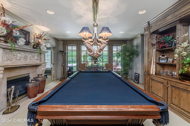 game room featuring crown molding and pool table