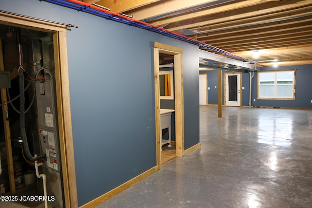 basement featuring baseboards