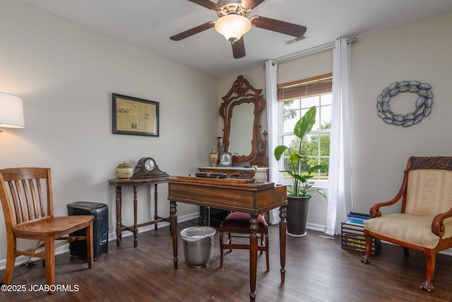 180 Venus St, Holts Summit, MO 65043 - sitting room featuring wood finished floors, ceiling fan, and baseboards