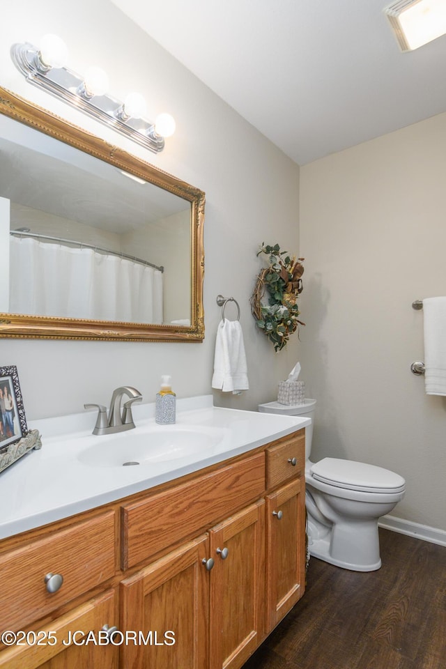 180 Venus St, Holts Summit, MO 65043 - bathroom with vanity, wood finished floors, and toilet