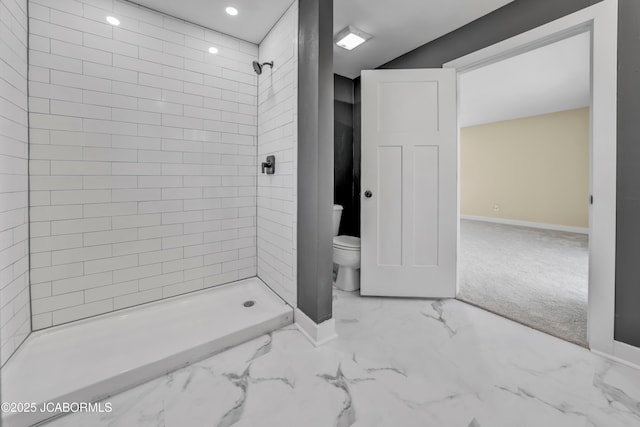 160 Ravenwood Dr, Camdenton, MO 65020 - full bathroom with toilet, baseboards, marble finish floor, and a stall shower