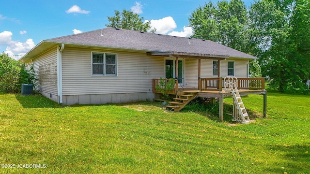 3861 State Road H, Fulton, MO 65251 - back of house with a lawn, a deck, and roof with shingles