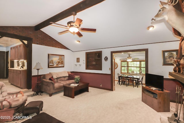 9542 Osage Ct, Williamsburg, MO 63388 - living area featuring a ceiling fan and light carpet