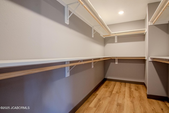 spacious closet with light wood-type flooring