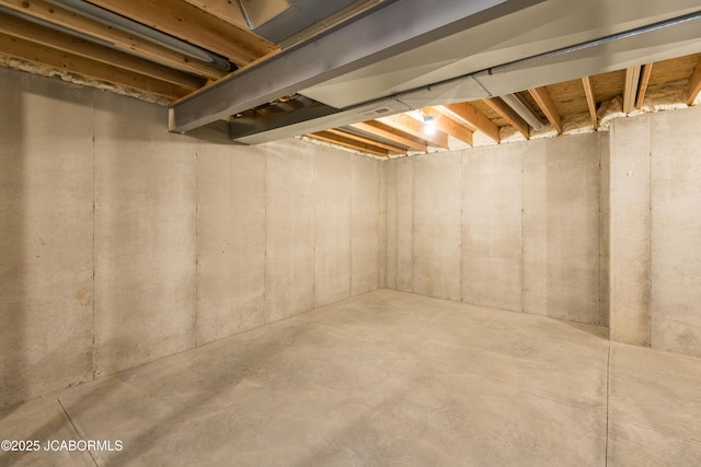 view of unfinished basement