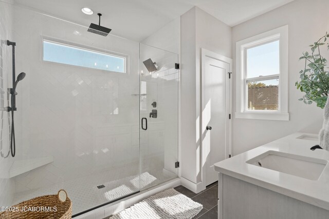 15005 Wrangle Ln, Ashland, MO 65010 - full bath featuring a sink, a stall shower, and tile patterned floors