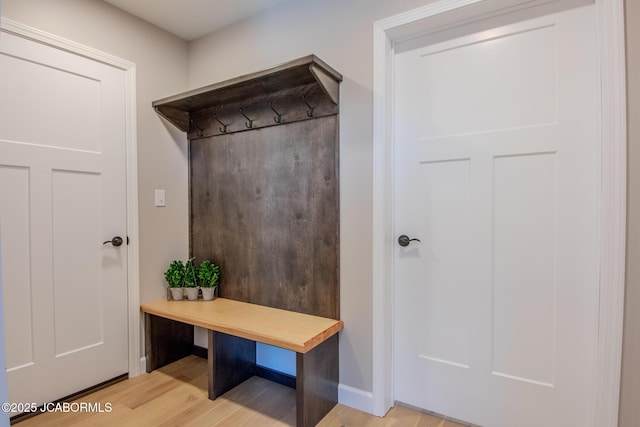 mudroom with light wood-type flooring