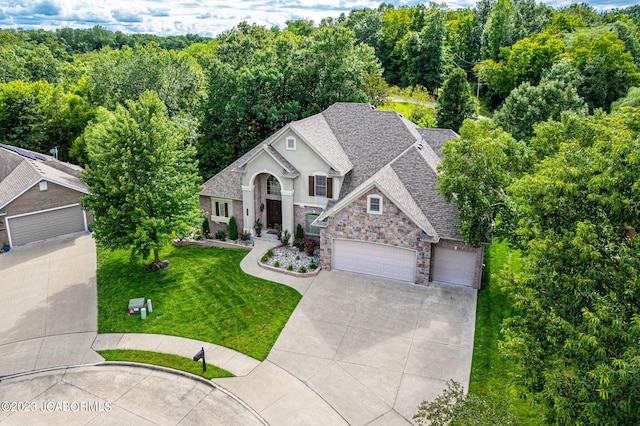 view of front of home with a front yard