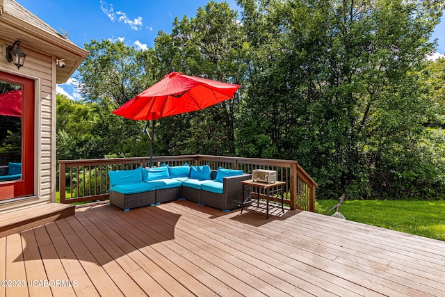 deck featuring an outdoor living space