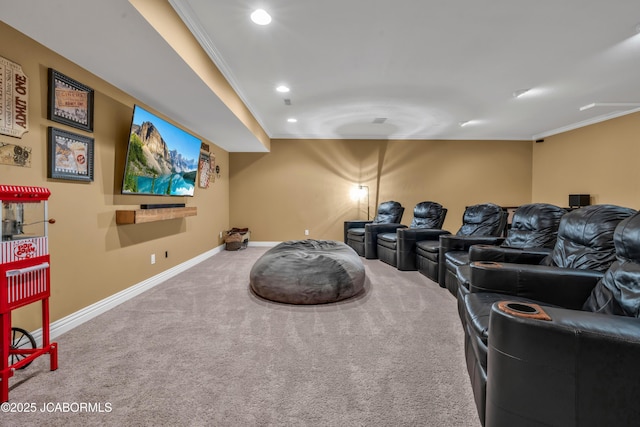 1503 State Highway Z, Centertown, MO 65023 - carpeted cinema featuring crown molding, recessed lighting, and baseboards