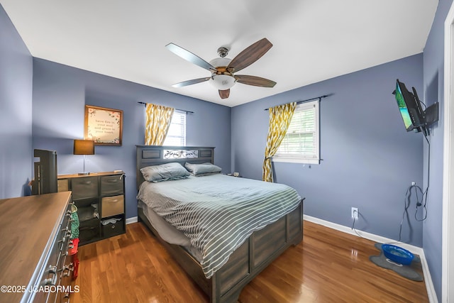 2213 Tanner Bridge Rd, Jefferson City, MO 65101 - bedroom with multiple windows, wood finished floors, and a ceiling fan