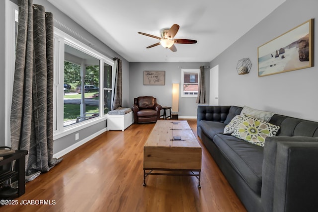 2213 Tanner Bridge Rd, Jefferson City, MO 65101 - living room with ceiling fan and wood finished floors