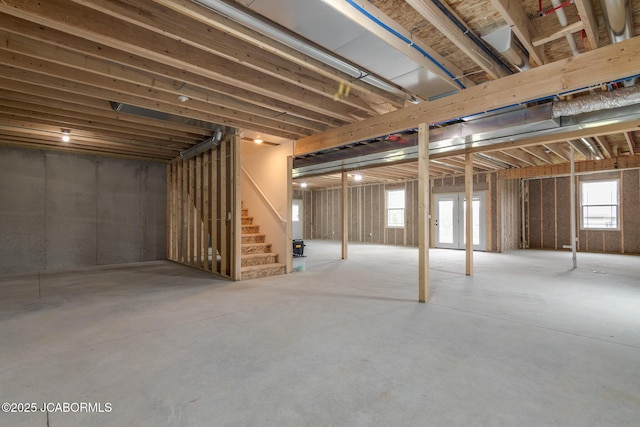 basement featuring stairway