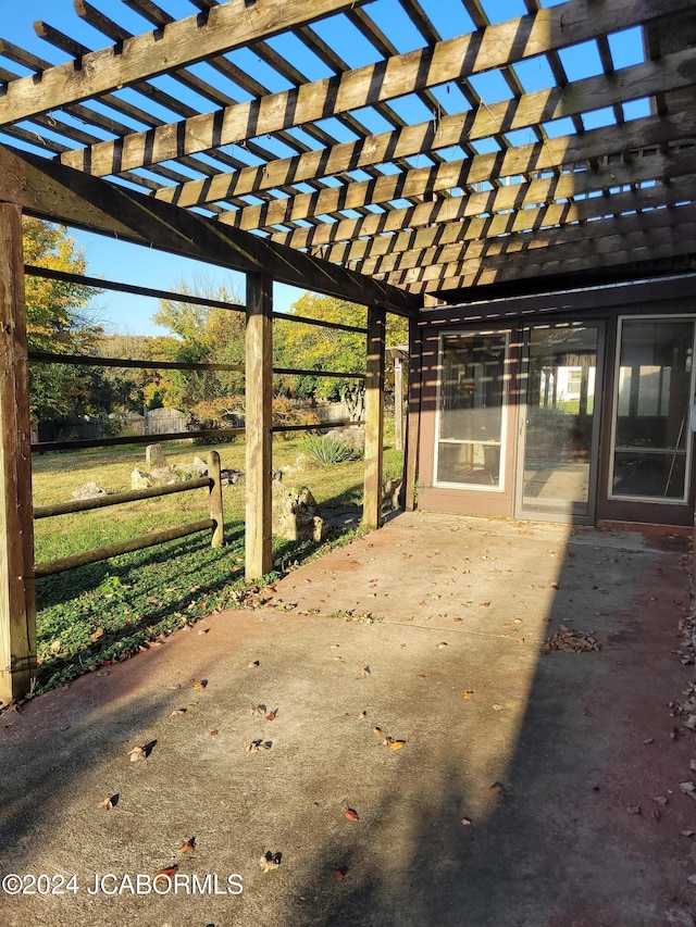 view of patio / terrace featuring a pergola