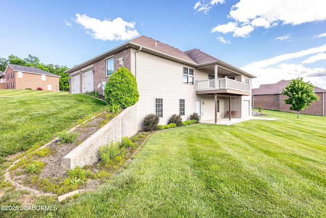 6002 Sterling Ridge Rd, Jefferson City, MO 65101 - rear view of property featuring a patio, a lawn, and a balcony