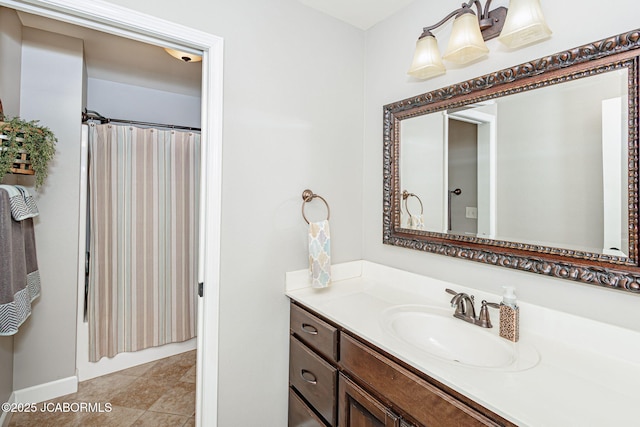 6002 Sterling Ridge Rd, Jefferson City, MO 65101 - bathroom with vanity, a shower with curtain, and baseboards