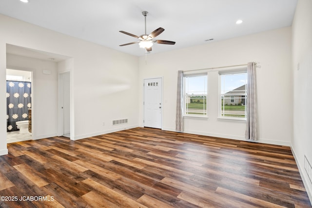 5111 Democracy Dr, Ashland, MO 65010 - unfurnished room with wood finished floors, a ceiling fan, and recessed lighting