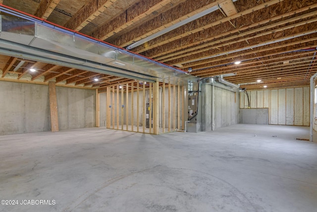 basement with heating unit